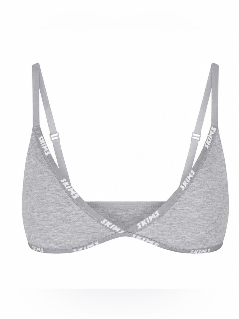 Skims Limited Cotton Logo Mini Triangle Bralette in Light Heather Grey